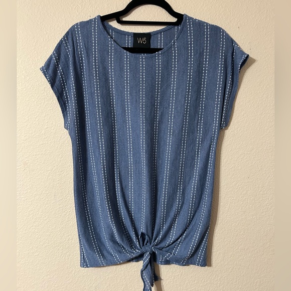 W5 Tops - W5 Women's Blue Tie-Front Top